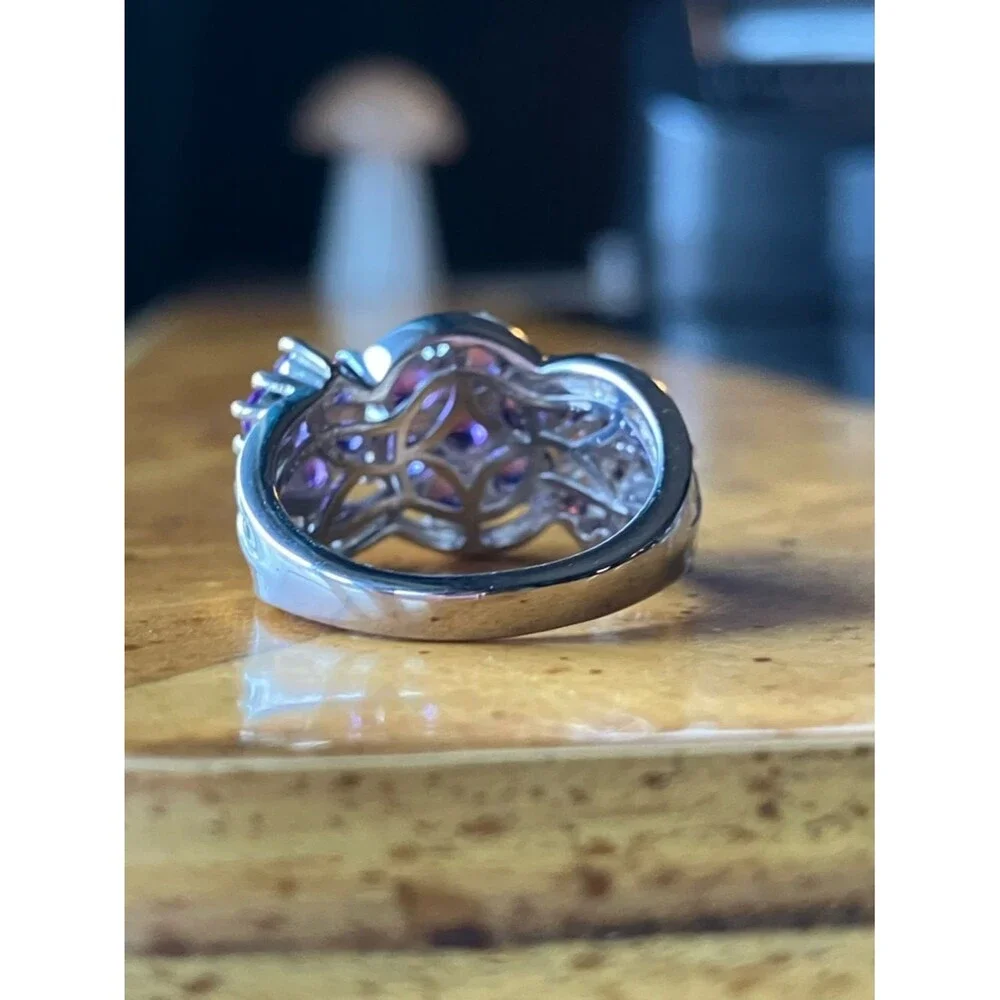 African Amethyst Sterling Silver Ring Size 5.5